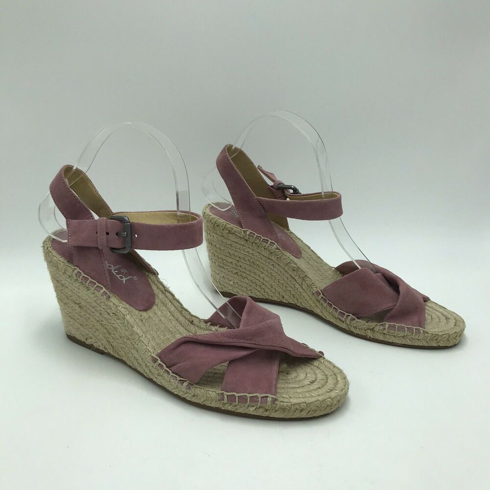 Splendid Women's 10 Fairfox Espadrille Wedge Sandal Pink Leather Strappy